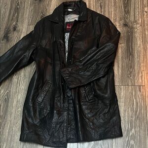 Real leather Nicole Miller Black Leather Trench Coat